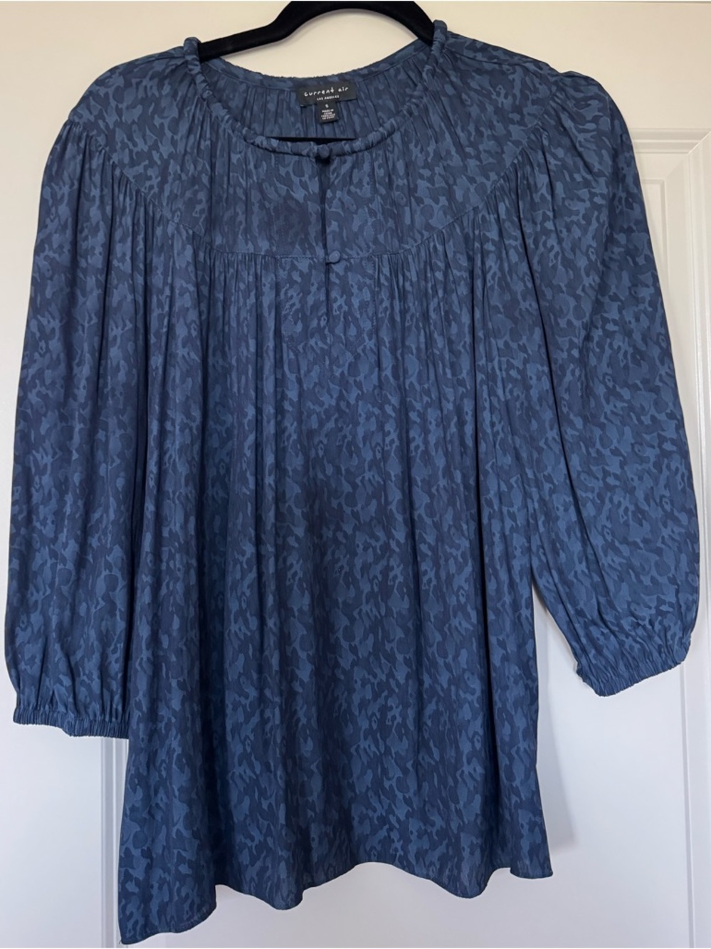 ANTHROPOLOGIE CURRENT AIR Two Tone Printed Blouse Blue Women’s Size Small